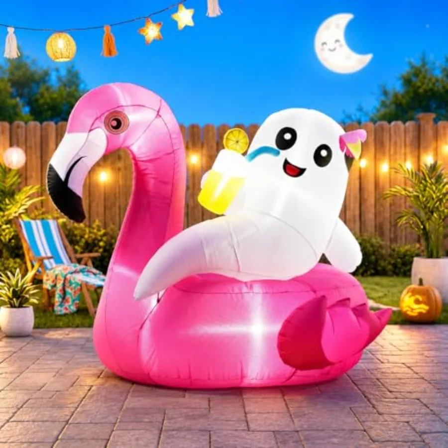 Summerween outdoor inflatable ghost on flamingo float for yard, lawn, garden: PVC material, white and pink, UV-resistant with L
Summerween outdoor inflatable ghost on flamingo float for yard, lawn, garden: PVC material, white and pink, UV-resistant with L