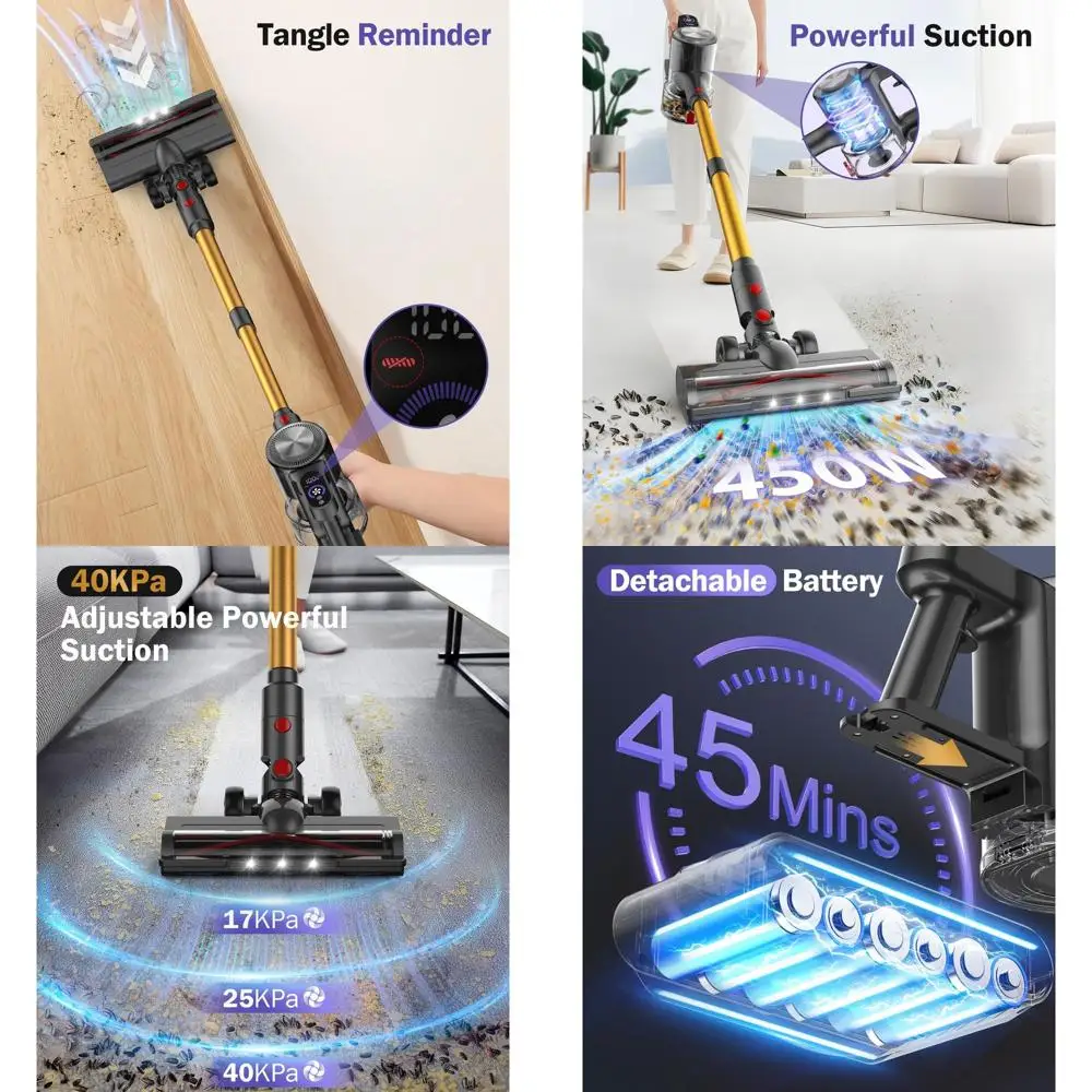 Беспроводной пылесос на 45 минут работы с LED-дисплеем, перезаряжаемый и настенный, идеально подходит для шерсти животных, ковров и твердых полов
Беспроводной пылесос на 45 минут работы с LED-дисплеем, перезаряжаемый и настенный, идеально подходит для шерсти животных, ковров и твердых полов