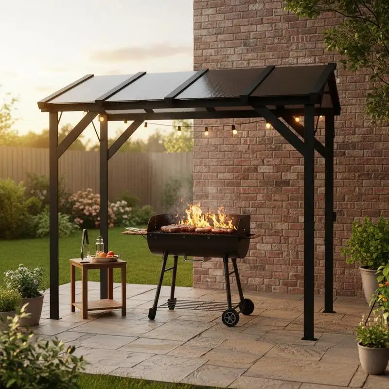 Hardtop Grill Gazebo, Lean-to BBQ Shelter with Polycarbonate Roof for Outdoor, Patio, Lawn
Hardtop Grill Gazebo, Lean-to BBQ Shelter with Polycarbonate Roof for Outdoor, Patio, Lawn