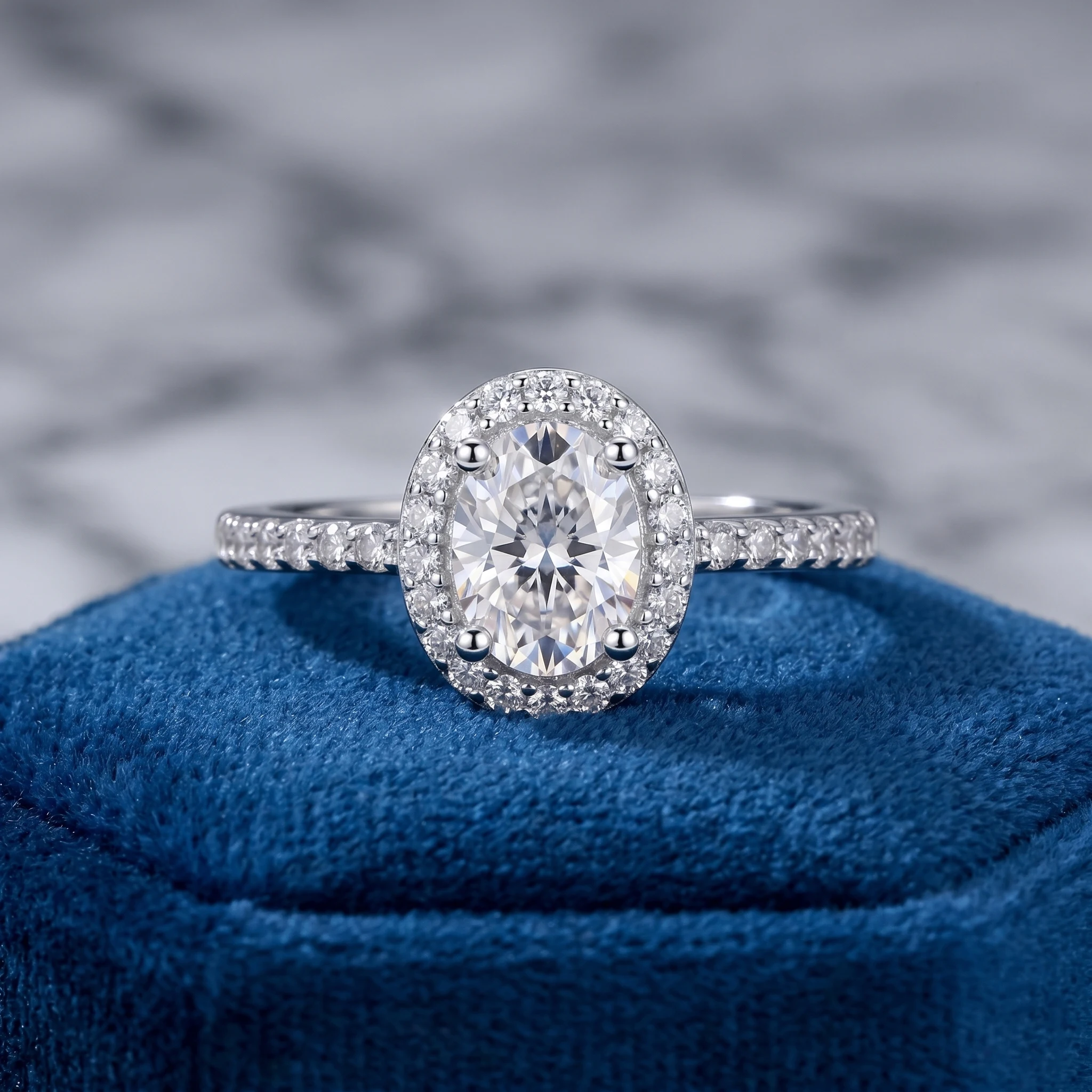 1 Carat Oval Moissanite Ring, 925 Sterling Silver, D Color VVS1, Halo Pave Shank, Light Luxury Engagement, With Certificate
1 Carat Oval Moissanite Ring, 925 Sterling Silver, D Color VVS1, Halo Pave Shank, Light Luxury Engagement, With Certificate