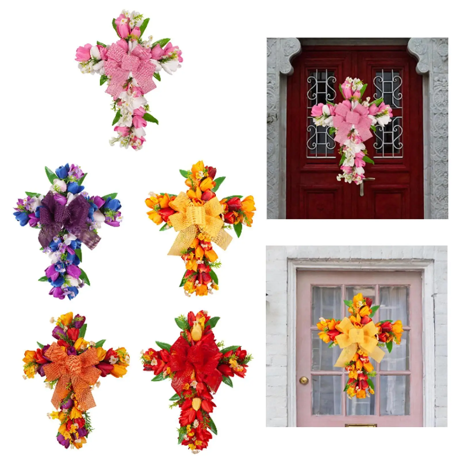 Tulip Wreath Front Door Cross Wreath Table Centerpiece Artificial Flower Wreath Easter Decoration for Festival Window Outside
Tulip Wreath Front Door Cross Wreath Table Centerpiece Artificial Flower Wreath Easter Decoration for Festival Window Outside