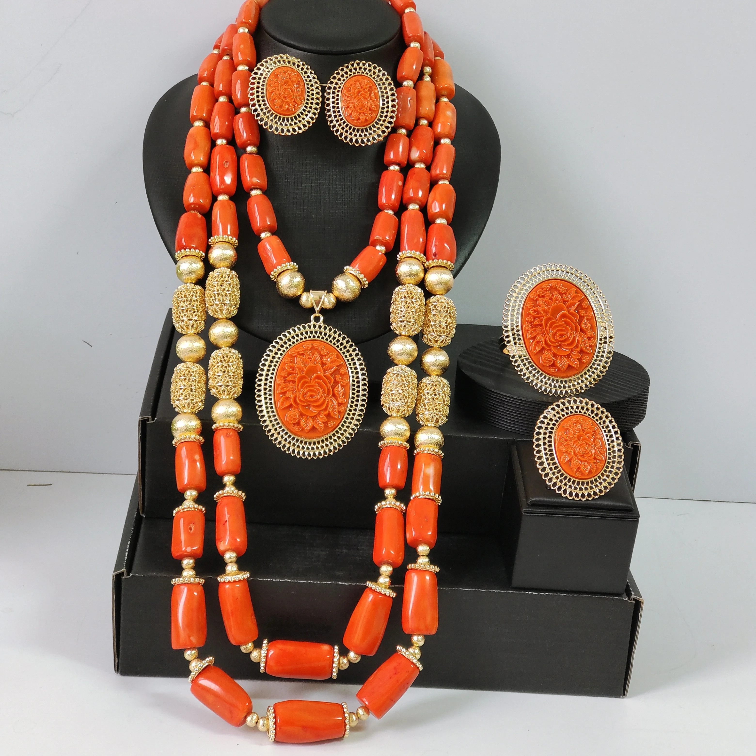 Original Coral Beads Jewelry Sets African Nigerian Wedding Bridal Accessories
Original Coral Beads Jewelry Sets African Nigerian Wedding Bridal Accessories