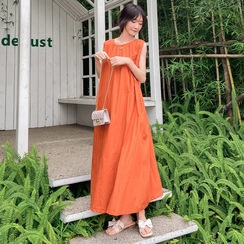 100% Cotton Long Dresses for Women Casual Sleeveless Bandage Lace Up Maxi Dresses Holiday Sundress Robe De Soirée Orange
100% Cotton Long Dresses for Women Casual Sleeveless Bandage Lace Up Maxi Dresses Holiday Sundress Robe De Soirée Orange
