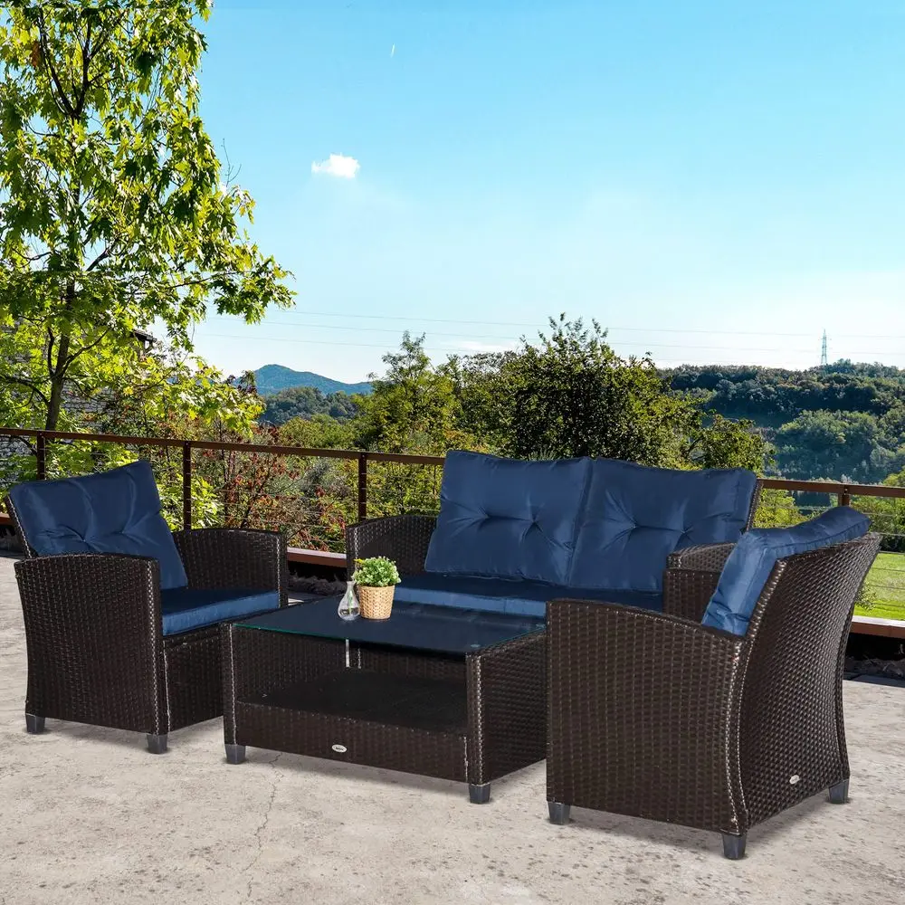 4 Pieces Patio Furniture Sets with Cushions, PE Rattan Wicker Conversation Chairs with TwoTier Coffee Table for Backyard Porch
4 Pieces Patio Furniture Sets with Cushions, PE Rattan Wicker Conversation Chairs with TwoTier Coffee Table for Backyard Porch