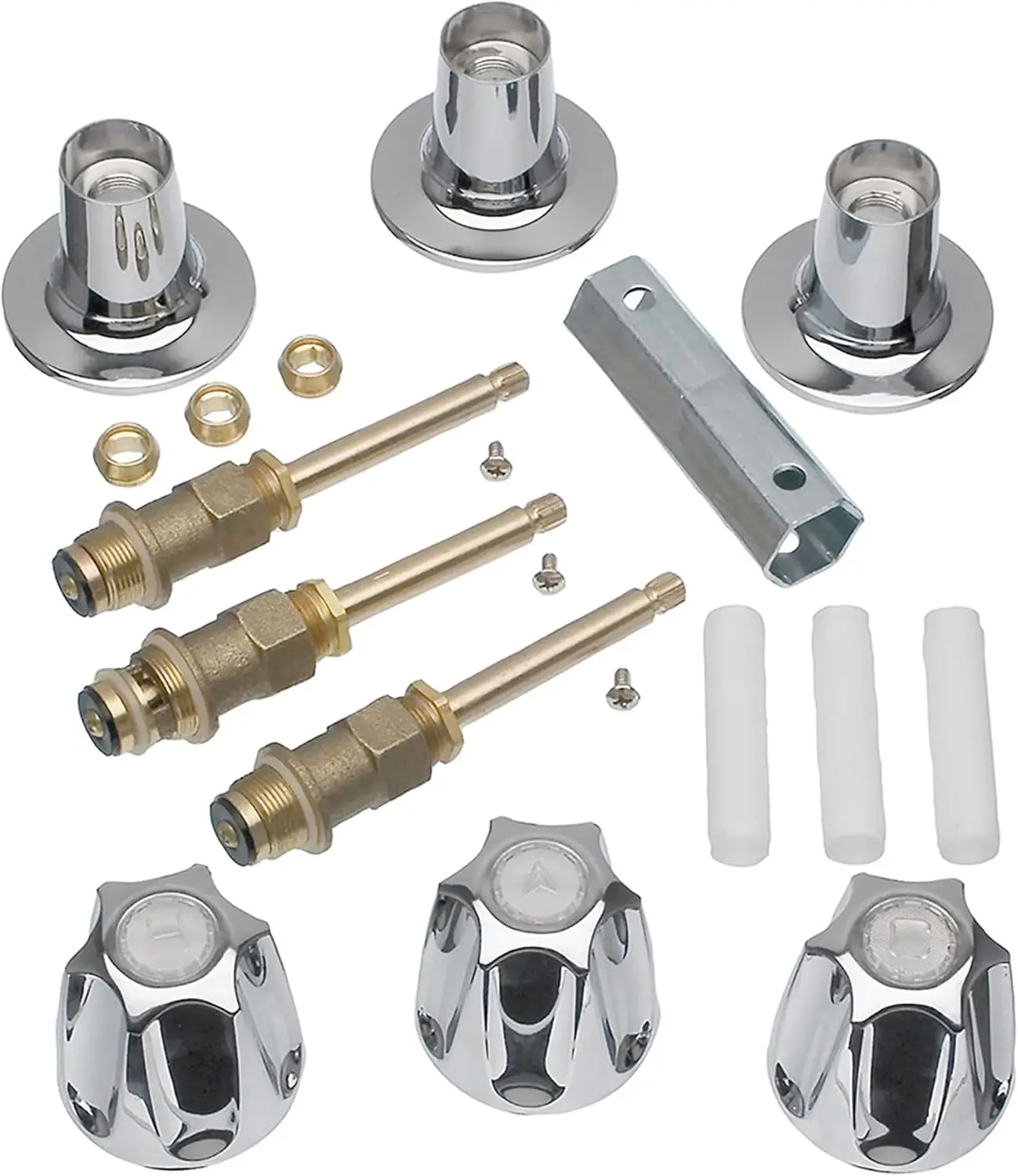 3-Handle Tub & Shower Trim Kit for Price Pfister Verve Faucets, Chrome, Remodel/Rebuild, Knob Handle Replacement
3-Handle Tub & Shower Trim Kit for Price Pfister Verve Faucets, Chrome, Remodel/Rebuild, Knob Handle Replacement