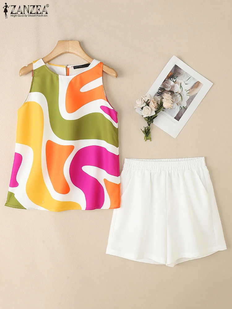 ZANZEA Fashion Elastic Waist Shorts Short Sets Daily Woman 2025 Summer Holiday 2 Piece Sets Printed Sleeveless Tops 2PCS Outfits
ZANZEA Fashion Elastic Waist Shorts Short Sets Daily Woman 2025 Summer Holiday 2 Piece Sets Printed Sleeveless Tops 2PCS Outfits