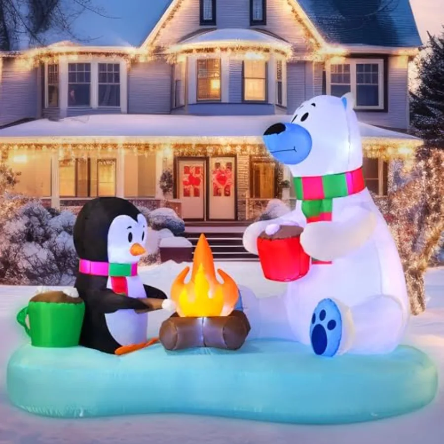 Yard decoration: inflatable polar bear and penguin with campfire, 6 FT long, PVC material, white/black, built-in LEDs for Chris
Yard decoration: inflatable polar bear and penguin with campfire, 6 FT long, PVC material, white/black, built-in LEDs for Chris