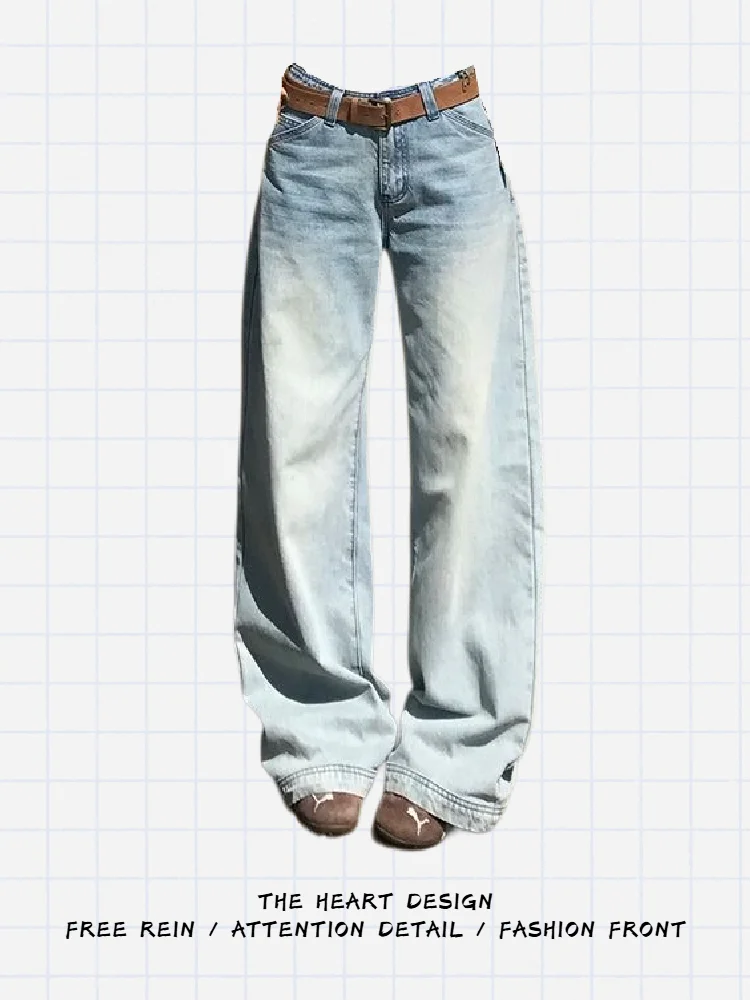 American Style Loose Fit High Waist Straight Leg Blue Jeans Women's Autumn Winter Lazy Style Fashionable Wide Leg Pants
American Style Loose Fit High Waist Straight Leg Blue Jeans Women's Autumn Winter Lazy Style Fashionable Wide Leg Pants