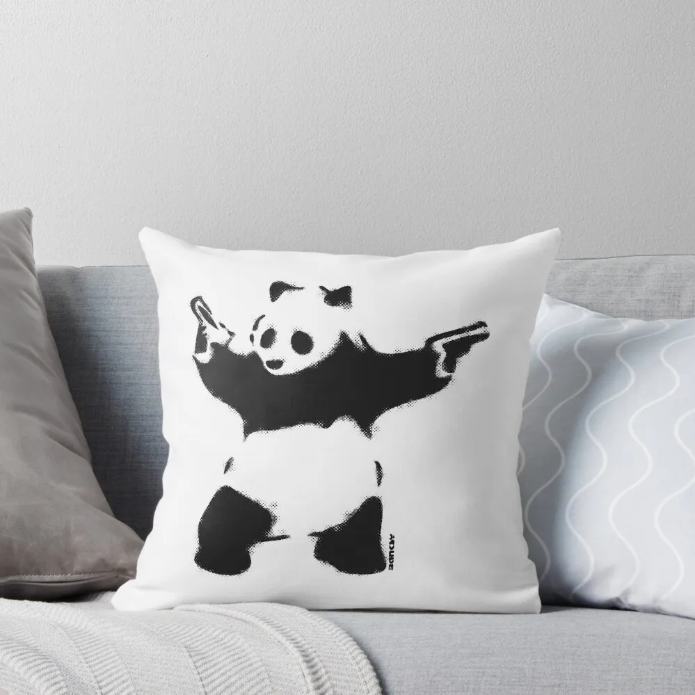 Banksy Panda with guns black and white Graffiti Street art with Banksy signature tag on white background HD HIGH QU Throw Pillow
Banksy Panda with guns black and white Graffiti Street art with Banksy signature tag on white background HD HIGH QU Throw Pillow