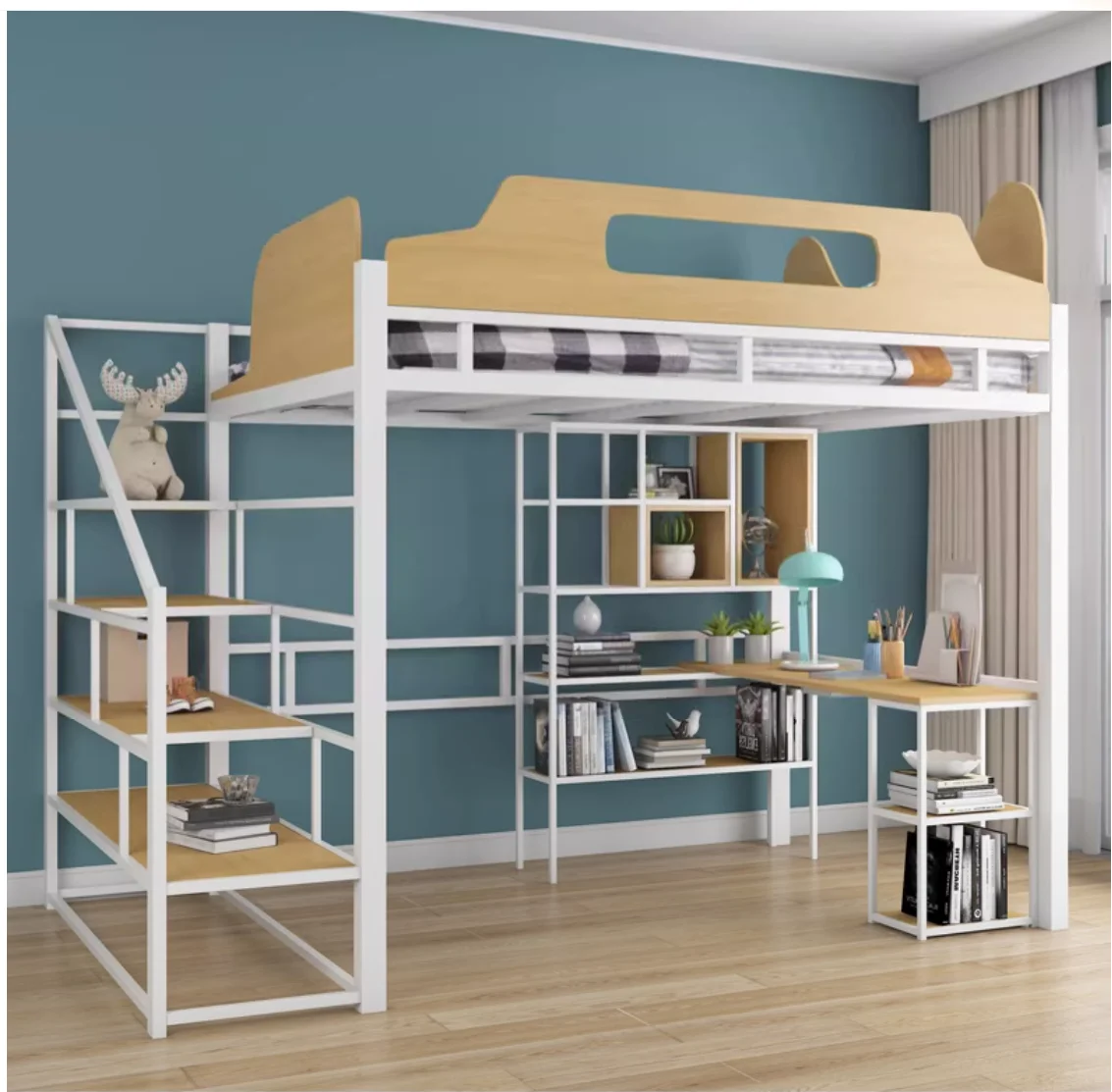 Multi-function Desk with bookshelf Half-height storage bed Small room Children's bed Loft bed
Multi-function Desk with bookshelf Half-height storage bed Small room Children's bed Loft bed