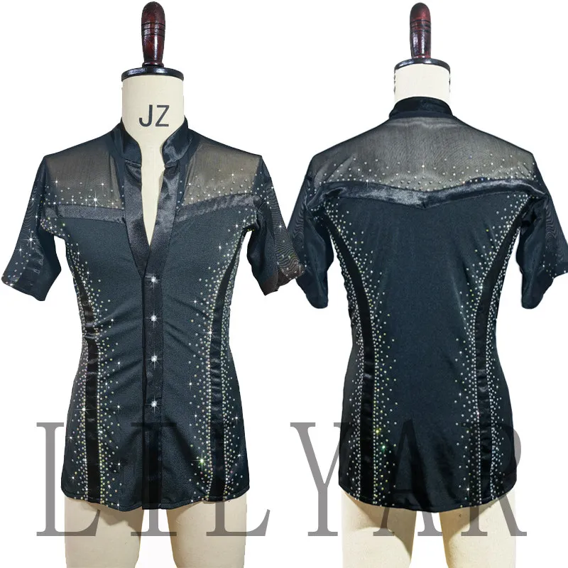 Customized Men's Latin Dance Top Competition Performance Costume Shirt Black Custom Slim Fit Shiny Ballroom Dance Clothes
Customized Men's Latin Dance Top Competition Performance Costume Shirt Black Custom Slim Fit Shiny Ballroom Dance Clothes