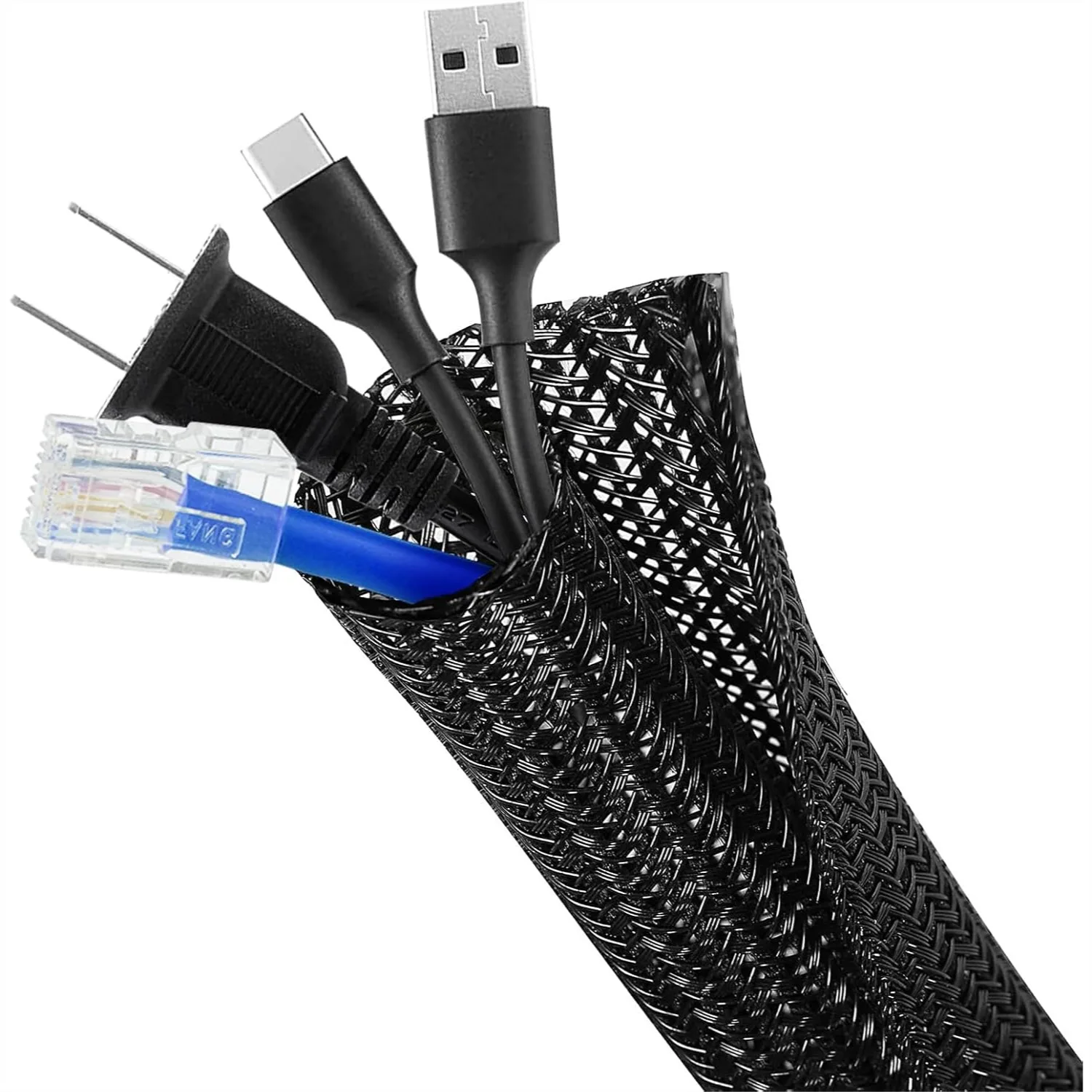 8ft 1-1/4 Inch Cable Management Sleeve Cord Protector Split Wire Loom for USB TV Computer Braided Wire Cover Hider Organizer Tubing Protect Cat Dog from Chewing Black
8ft 1-1/4 Inch Cable Management Sleeve Cord Protector Split Wire Loom for USB TV Computer Braided Wire Cover Hider Organizer Tubing Protect Cat Dog from Chewing Black