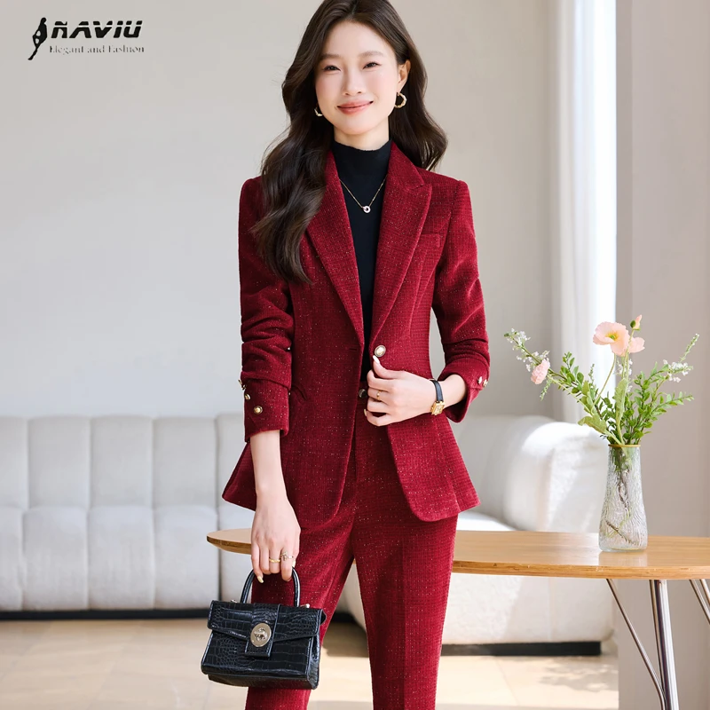 NAVIU Women's Professional Suits High End New Autumn Winter Fashion Long Sleeve Slim Blazer And Pants Office Ladies Work Wear
NAVIU Women's Professional Suits High End New Autumn Winter Fashion Long Sleeve Slim Blazer And Pants Office Ladies Work Wear