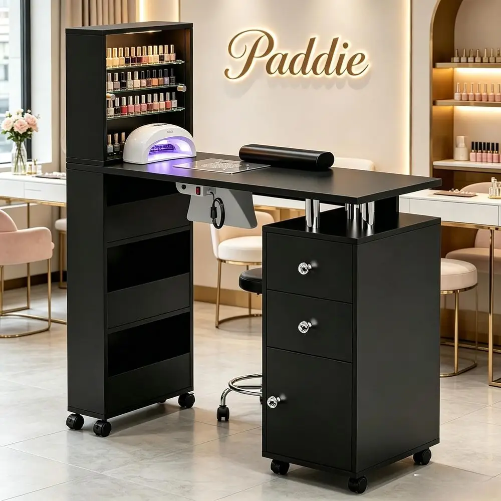 LED-Illuminated Nail Station with Glass Shelf, Dust Collector, Wrist Cushion, and Dual Drawers for Professional Manicure Service
LED-Illuminated Nail Station with Glass Shelf, Dust Collector, Wrist Cushion, and Dual Drawers for Professional Manicure Service