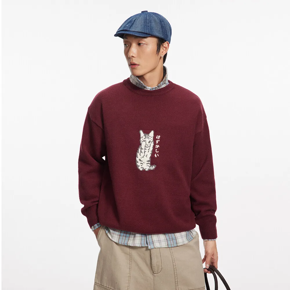 Kitten jacquard autumn winter men's new crew-neck pullover sweater couple knit men
Kitten jacquard autumn winter men's new crew-neck pullover sweater couple knit men