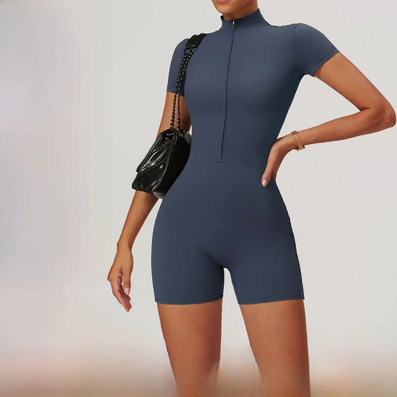 Women's Fitness One-Piece Suit Short Sleeve Zipper Shorts Tight Training Sportswear High Waist Seven/Nine Pants Length
Women's Fitness One-Piece Suit Short Sleeve Zipper Shorts Tight Training Sportswear High Waist Seven/Nine Pants Length