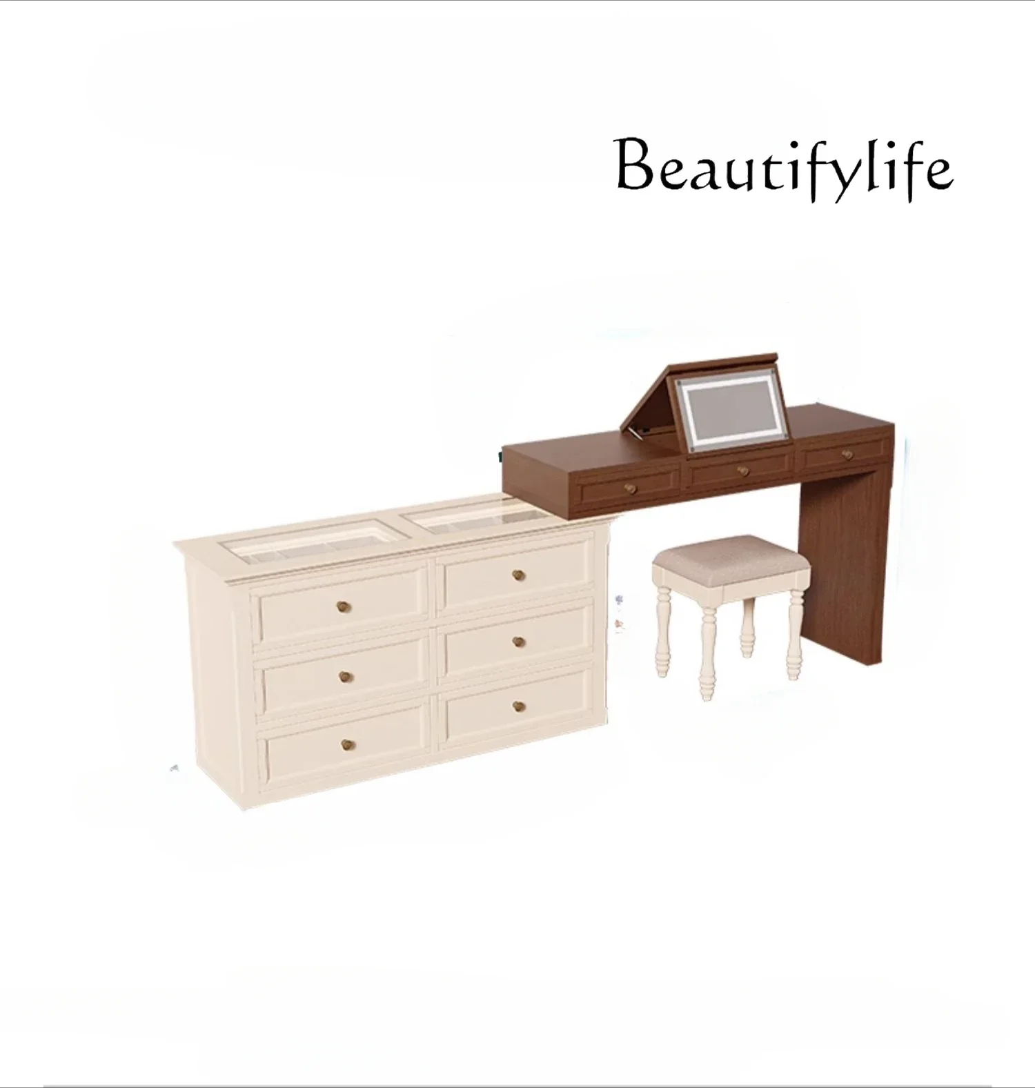 Retro brown dresser, manicure table, antique bedroom, dressing table, storage cabinet, integrated glass chest
Retro brown dresser, manicure table, antique bedroom, dressing table, storage cabinet, integrated glass chest