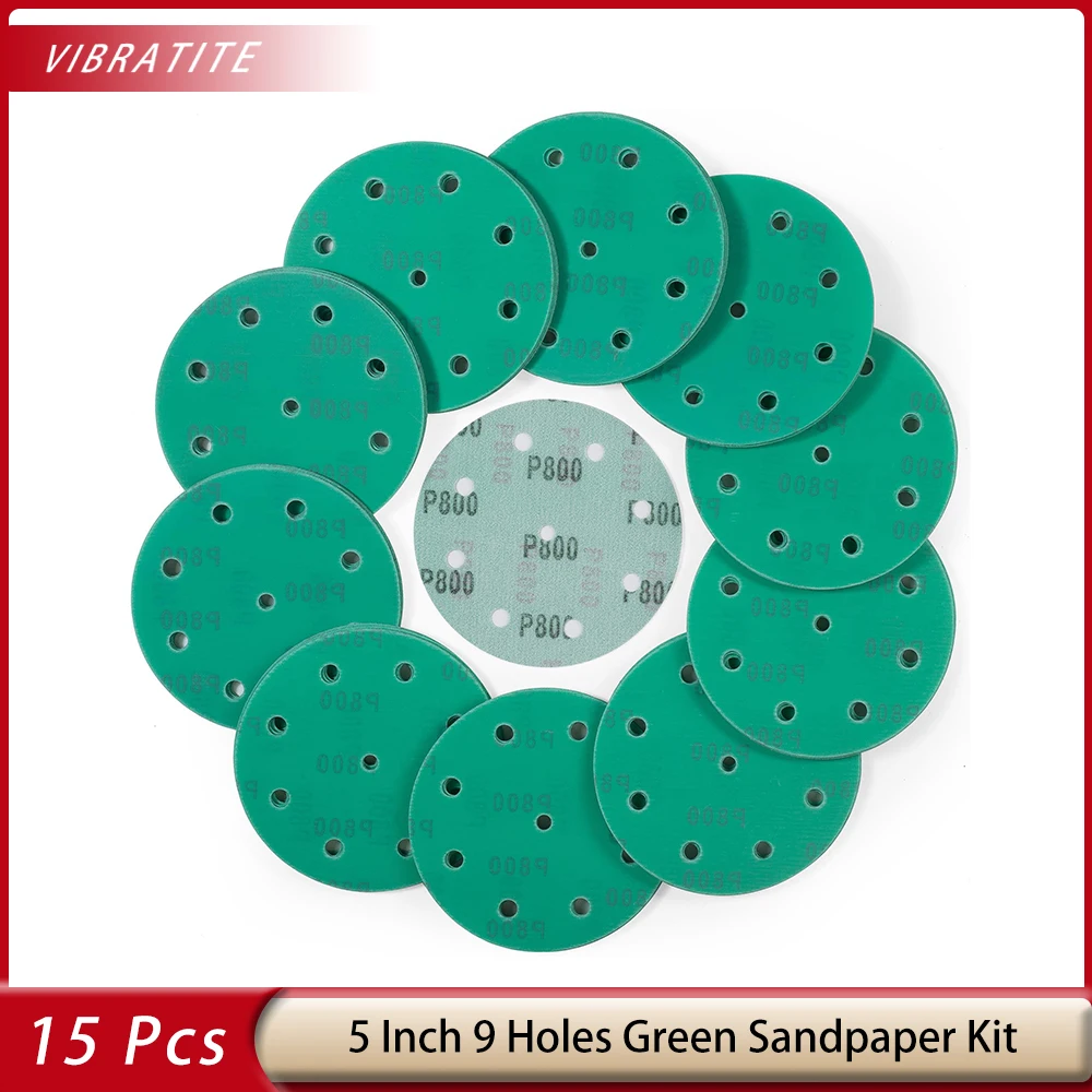 15 Pcs 5 Inch 9 Holes Sanding Discs Assortment 80-220 Grit Hook and Loop Sandpaper Film Discs for Random Orbital
15 Pcs 5 Inch 9 Holes Sanding Discs Assortment 80-220 Grit Hook and Loop Sandpaper Film Discs for Random Orbital