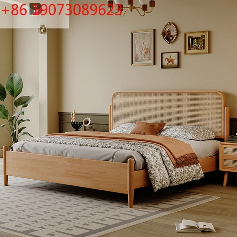 Simple home solid wood rattan bed, master bedroom, double log style, new Chinese large bed, storage rattan bed
Simple home solid wood rattan bed, master bedroom, double log style, new Chinese large bed, storage rattan bed