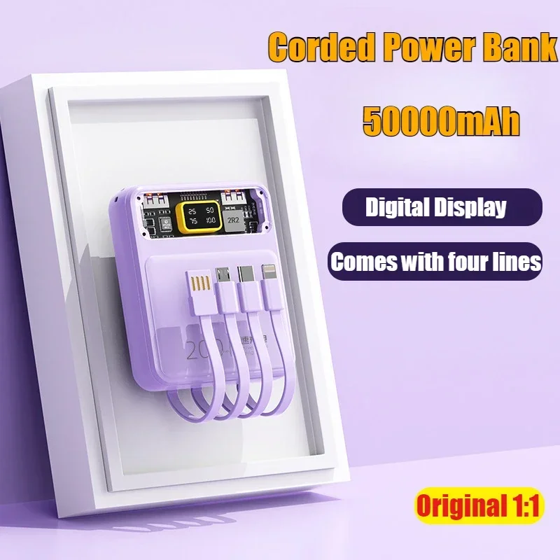 Mini Portable Power Bank 50000mAh with 4 Cable Large Capacity Transparent Battery Charger Cases for iPhone Samsung Huawei Xiaomi
Mini Portable Power Bank 50000mAh with 4 Cable Large Capacity Transparent Battery Charger Cases for iPhone Samsung Huawei Xiaomi
