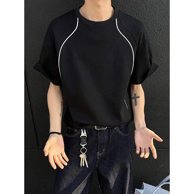 Summer Short Sleeved T-shirt Men Fashion Black Casual T Shirt Men Streetwear Korean Loose Round Neck Black T Shirt Mens Top
Summer Short Sleeved T-shirt Men Fashion Black Casual T Shirt Men Streetwear Korean Loose Round Neck Black T Shirt Mens Top