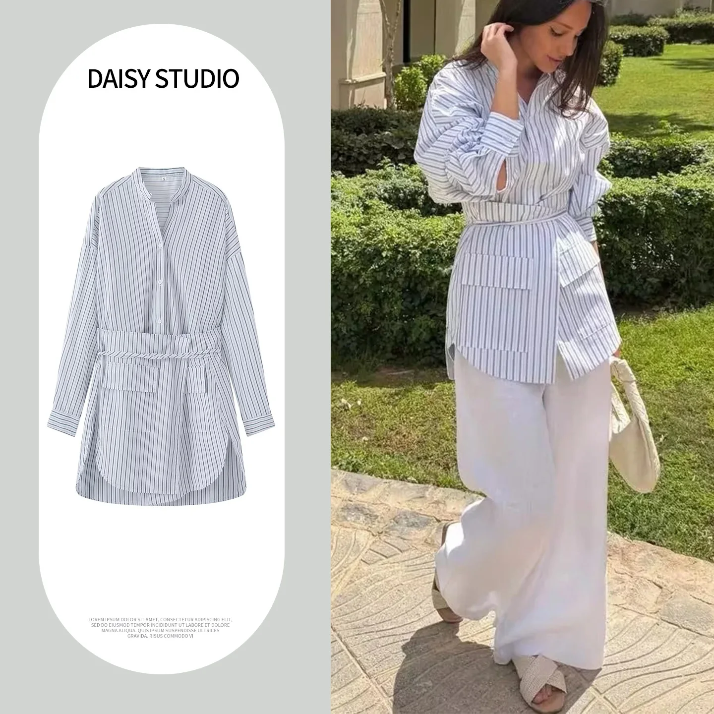 Spring Summer New Women's Simple Shoulder Drop Long Sleeve Large Shape Design Waist Belt Two Wear Striped Shirt Loose Fit Fre...
Spring Summer New Women's Simple Shoulder Drop Long Sleeve Large Shape Design Waist Belt Two Wear Striped Shirt Loose Fit Fre...