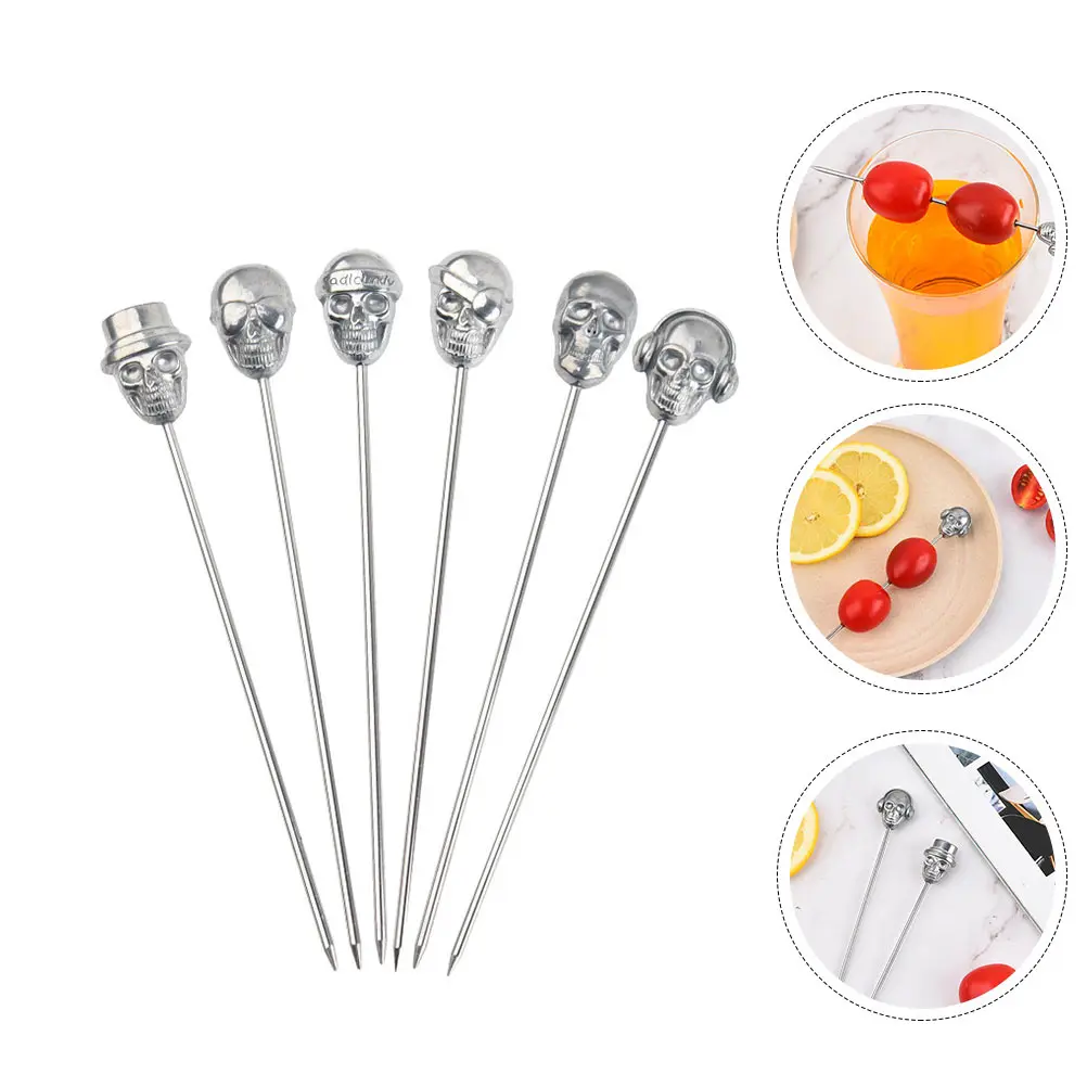 6 Pcs Skull Cocktail Sign Halloween Party Fruit Picks Practical Food Unique Sandwich 304 Stainless Steel Rust-proof Banquet
6 Pcs Skull Cocktail Sign Halloween Party Fruit Picks Practical Food Unique Sandwich 304 Stainless Steel Rust-proof Banquet