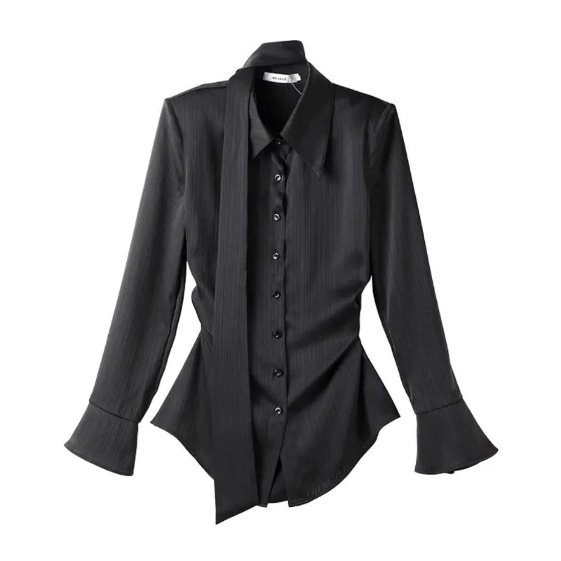 Long Sleeve Slim All-match Trend Blouse Neck Asymmetrical Vintage Shirt Tops Spring Autumn Fashion Elegant Women Clothing
Long Sleeve Slim All-match Trend Blouse Neck Asymmetrical Vintage Shirt Tops Spring Autumn Fashion Elegant Women Clothing