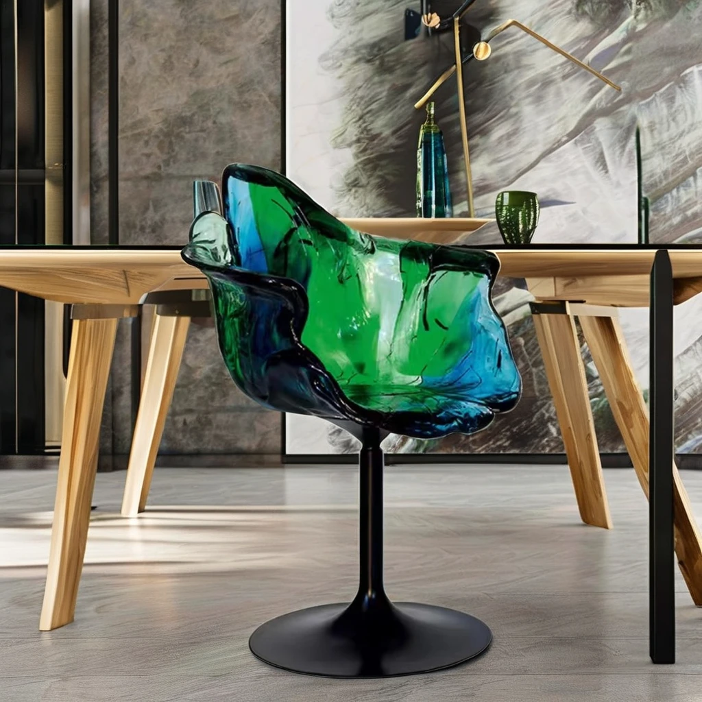 Modern Rotatable Art Flower Transparent Crystal Rotating Dining Chair Handmade Resin Bar Stool Steel Structure Home Furniture
Modern Rotatable Art Flower Transparent Crystal Rotating Dining Chair Handmade Resin Bar Stool Steel Structure Home Furniture