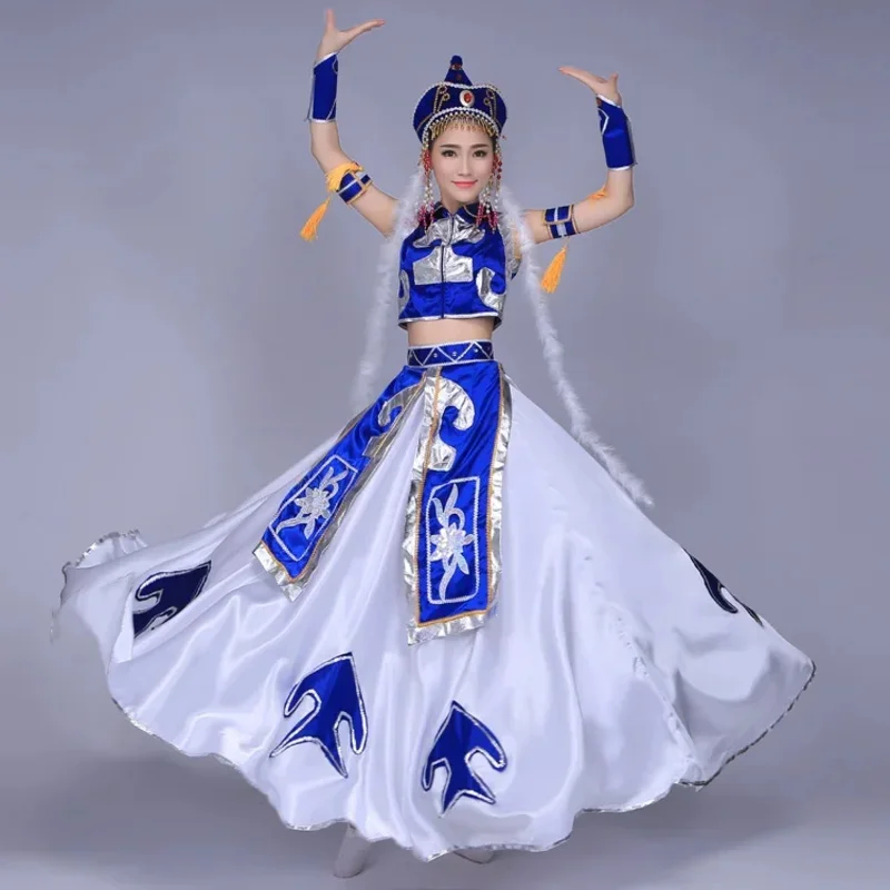 Женская одежда монгольских этнических меньшинств, женская одежда, костюмы для выступлений на сцене, большая юбка 
Женская одежда монгольских этнических меньшинств, женская одежда, костюмы для выступлений на сцене, большая юбка