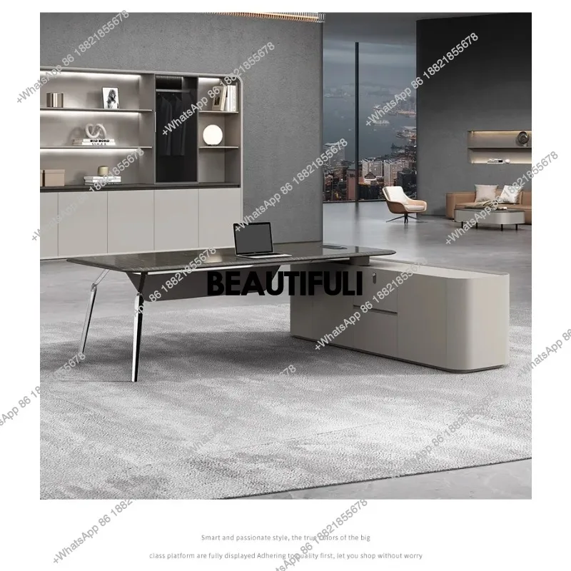 Office desk and chair combination simple modern office furniture president table high-end class desk boss table
Office desk and chair combination simple modern office furniture president table high-end class desk boss table