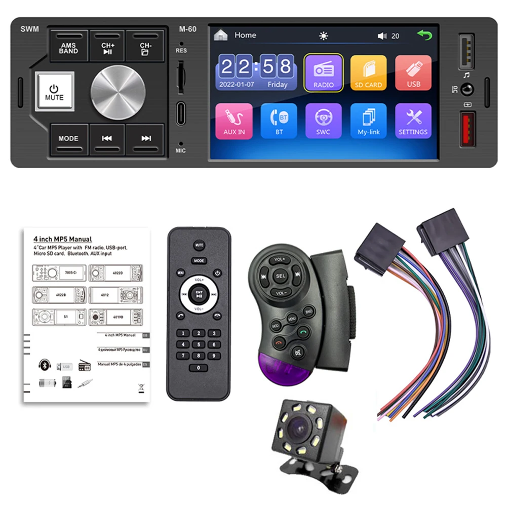 Автомагнитола 1 Din с сенсорным экраном 4,1 дюйма, стерео MP5-плеер, Bluetooth, FM-радио, мультимедийный плеер, USB, AUX, Авторадио с дистанционным управлением
Автомагнитола 1 Din с сенсорным экраном 4,1 дюйма, стерео MP5-плеер, Bluetooth, FM-радио, мультимедийный плеер, USB, AUX, Авторадио с дистанционным управлением