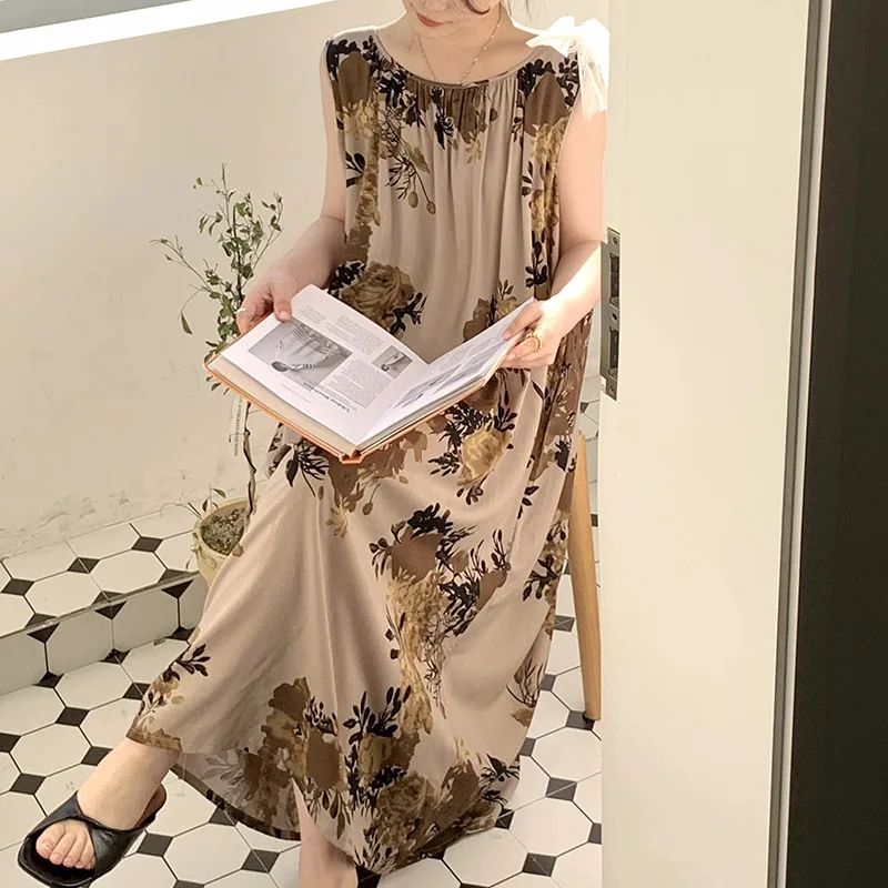 Pajamas Dress For Women Spring Summer Cotton Nightgown China Style Home Wear Long Beach Dresses Loose Sleeveless Night Shirt
Pajamas Dress For Women Spring Summer Cotton Nightgown China Style Home Wear Long Beach Dresses Loose Sleeveless Night Shirt