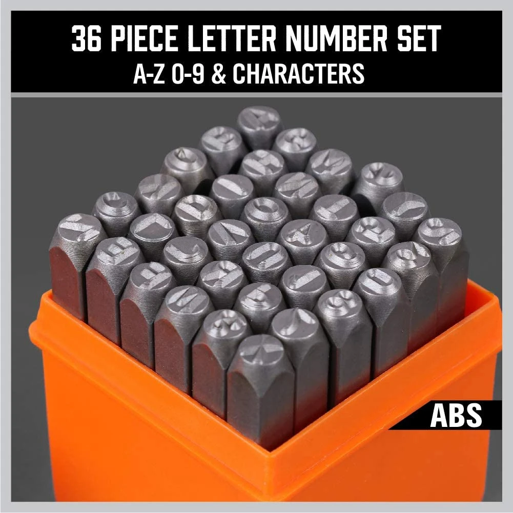 ABPP 36-Piece 3mm Number & Capital Letter Stamp Set (A-Z & 0-9) Punch Perfect for Imprinting Metal, Plastic, Wood, Leather
ABPP 36-Piece 3mm Number & Capital Letter Stamp Set (A-Z & 0-9) Punch Perfect for Imprinting Metal, Plastic, Wood, Leather