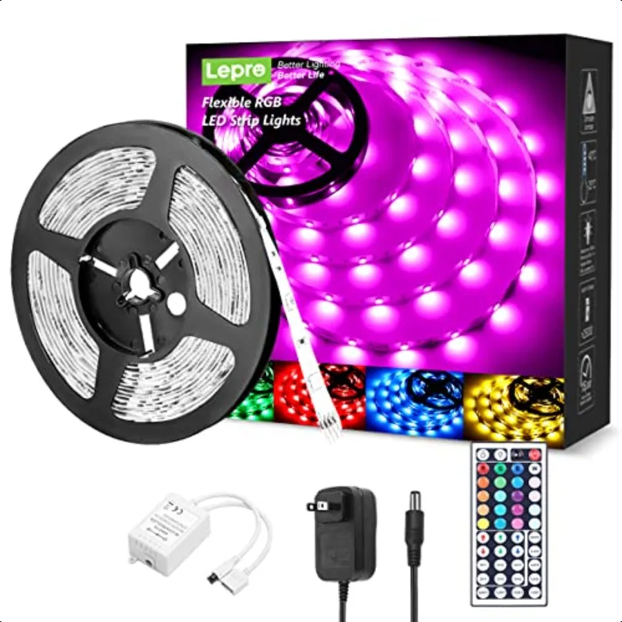 RGB LED Strip Lights Christmas Decor 16.4ft Flexible LED Light Strip 5050 SMD LED Color Changing Rope Light with Remote Control
RGB LED Strip Lights Christmas Decor 16.4ft Flexible LED Light Strip 5050 SMD LED Color Changing Rope Light with Remote Control