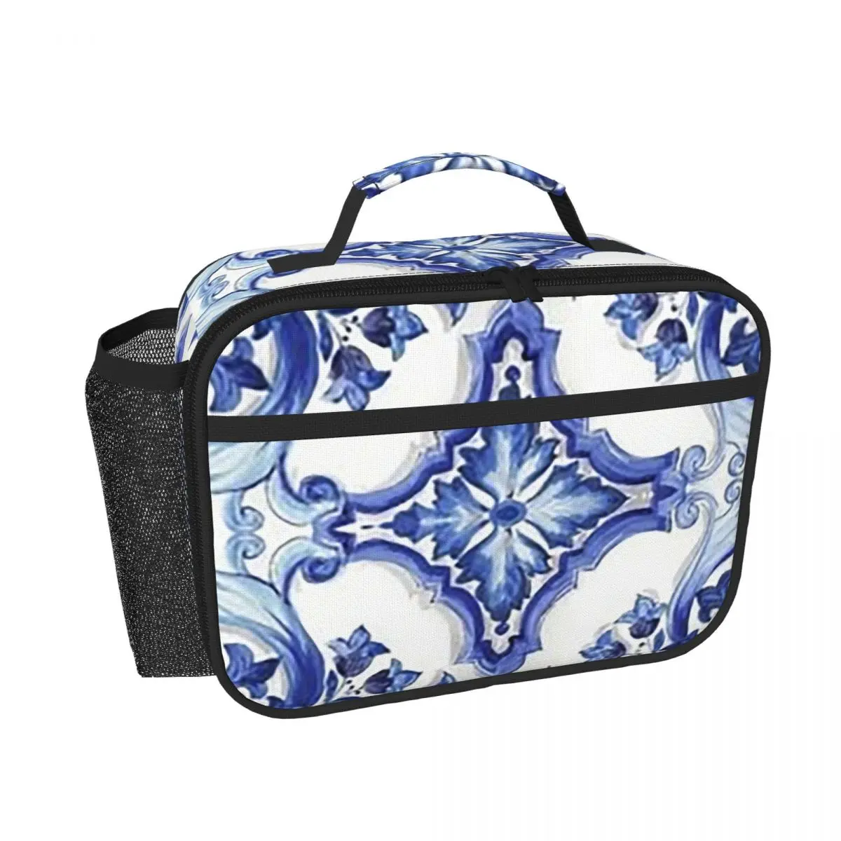 Blue Ornate Floral Mediterranean Sicilian Tile Insulated Lunch Bag for Women Kids Portable Food Boxes Thermal Lunch Box Tote
Blue Ornate Floral Mediterranean Sicilian Tile Insulated Lunch Bag for Women Kids Portable Food Boxes Thermal Lunch Box Tote