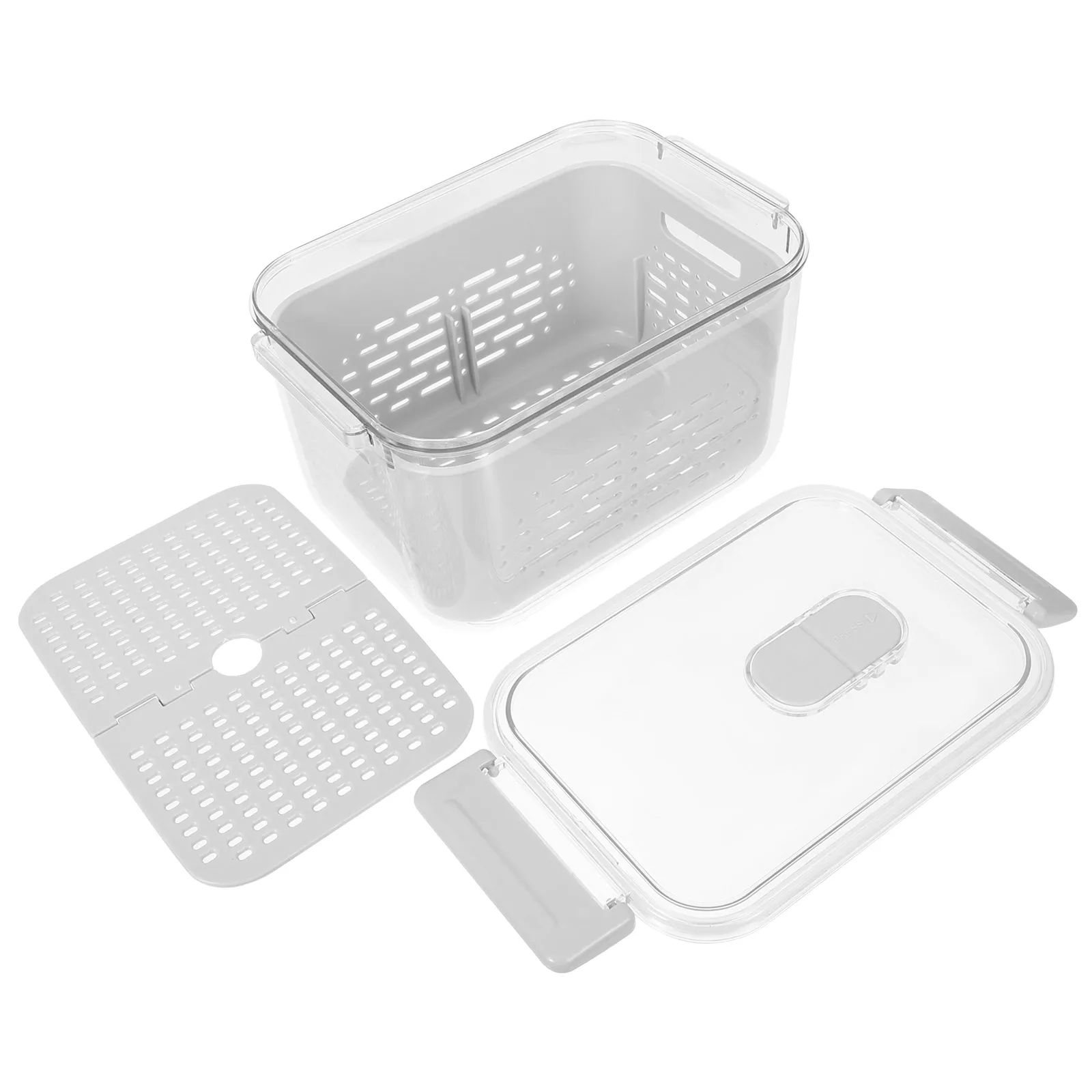Drain Basket Vegetable Storage Containers Grey Medium PET PP Fridge Organizer Boxes Fruit Cases Produce Saver Container Lid
Drain Basket Vegetable Storage Containers Grey Medium PET PP Fridge Organizer Boxes Fruit Cases Produce Saver Container Lid