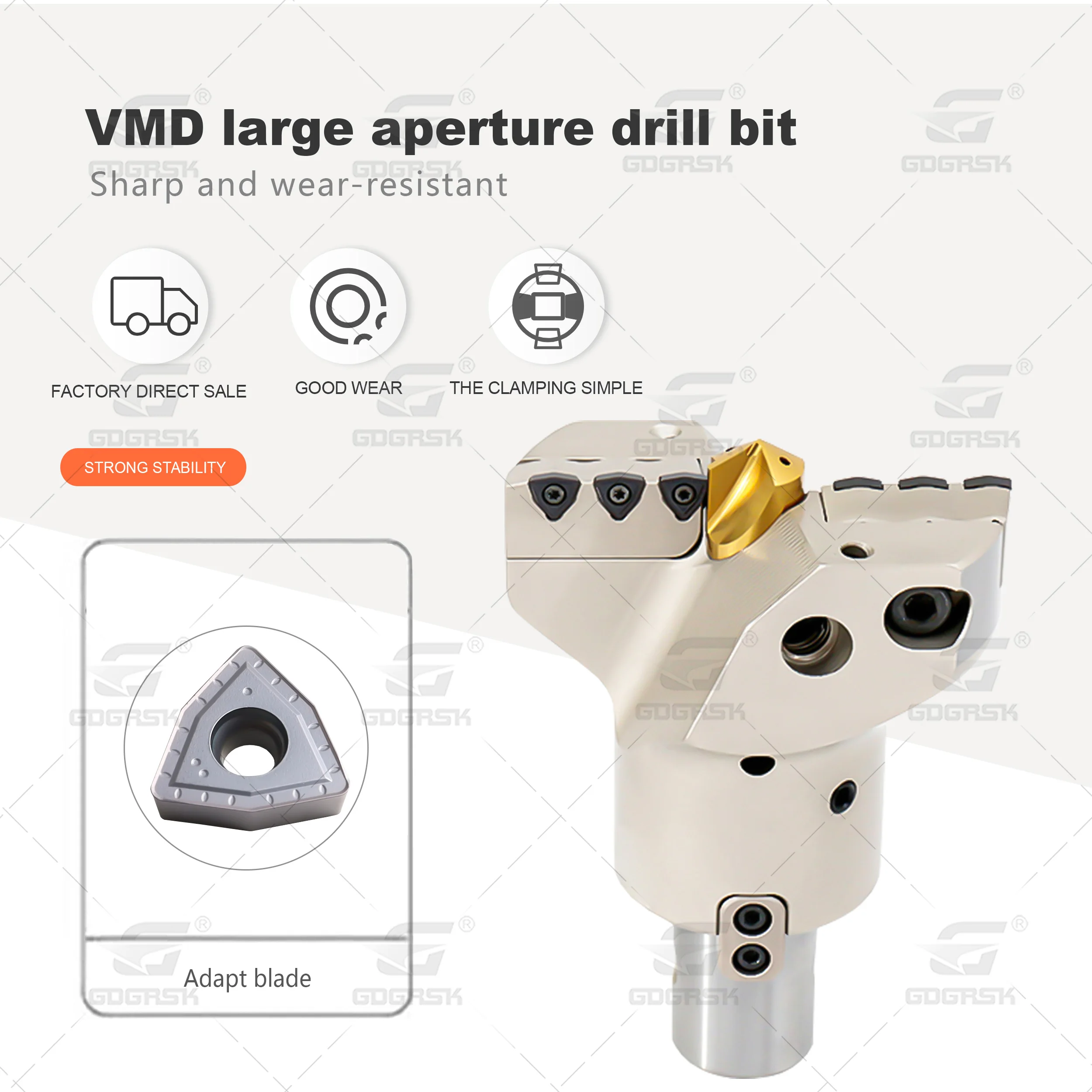 Large Aperture Centering U-drill Violent Drill VMD-045050 CNC Lathe Adjustable Diameter Internally Cooling Deep Hole Drill Bit
Large Aperture Centering U-drill Violent Drill VMD-045050 CNC Lathe Adjustable Diameter Internally Cooling Deep Hole Drill Bit