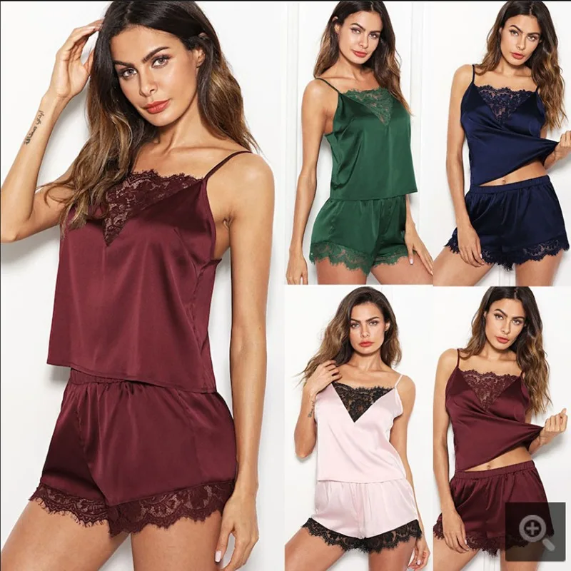 Lounge Sleep Pajama Set Sexy Satin Sleepwear Women Summer Pyjama Femme Fashion Flower 2 Piece Lace Pajamas Sleeveless Nightwear
Lounge Sleep Pajama Set Sexy Satin Sleepwear Women Summer Pyjama Femme Fashion Flower 2 Piece Lace Pajamas Sleeveless Nightwear