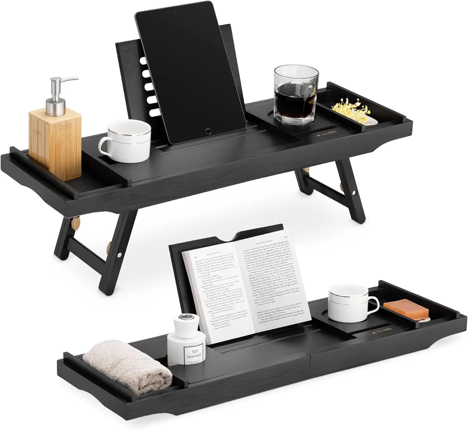Bed And Bath Tray - Wooden Ra With Folding Legs - Bamboo Bathtub Caddy Bridge Shelf With Book Or Tablet Stand - Black
Bed And Bath Tray - Wooden Ra With Folding Legs - Bamboo Bathtub Caddy Bridge Shelf With Book Or Tablet Stand - Black