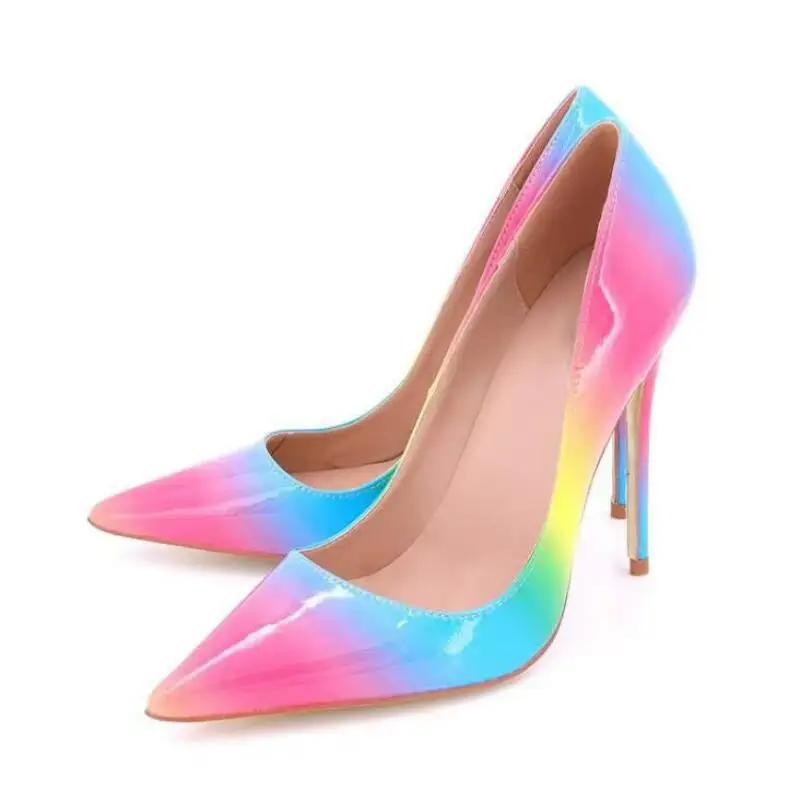 Rainbow Gradient Leather Pumps Women Pointed Toe Multi High Heels Slip-on Spring Autumn Colorful Dress Shoes
Rainbow Gradient Leather Pumps Women Pointed Toe Multi High Heels Slip-on Spring Autumn Colorful Dress Shoes