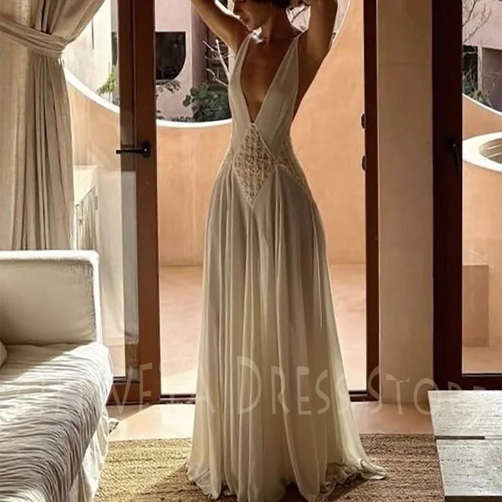 Deep V-Neck Evening Dresses Customized White A-Line Long Dress Sleeveless Floor Length Simple Casual Chic Celebrity Gown
Deep V-Neck Evening Dresses Customized White A-Line Long Dress Sleeveless Floor Length Simple Casual Chic Celebrity Gown