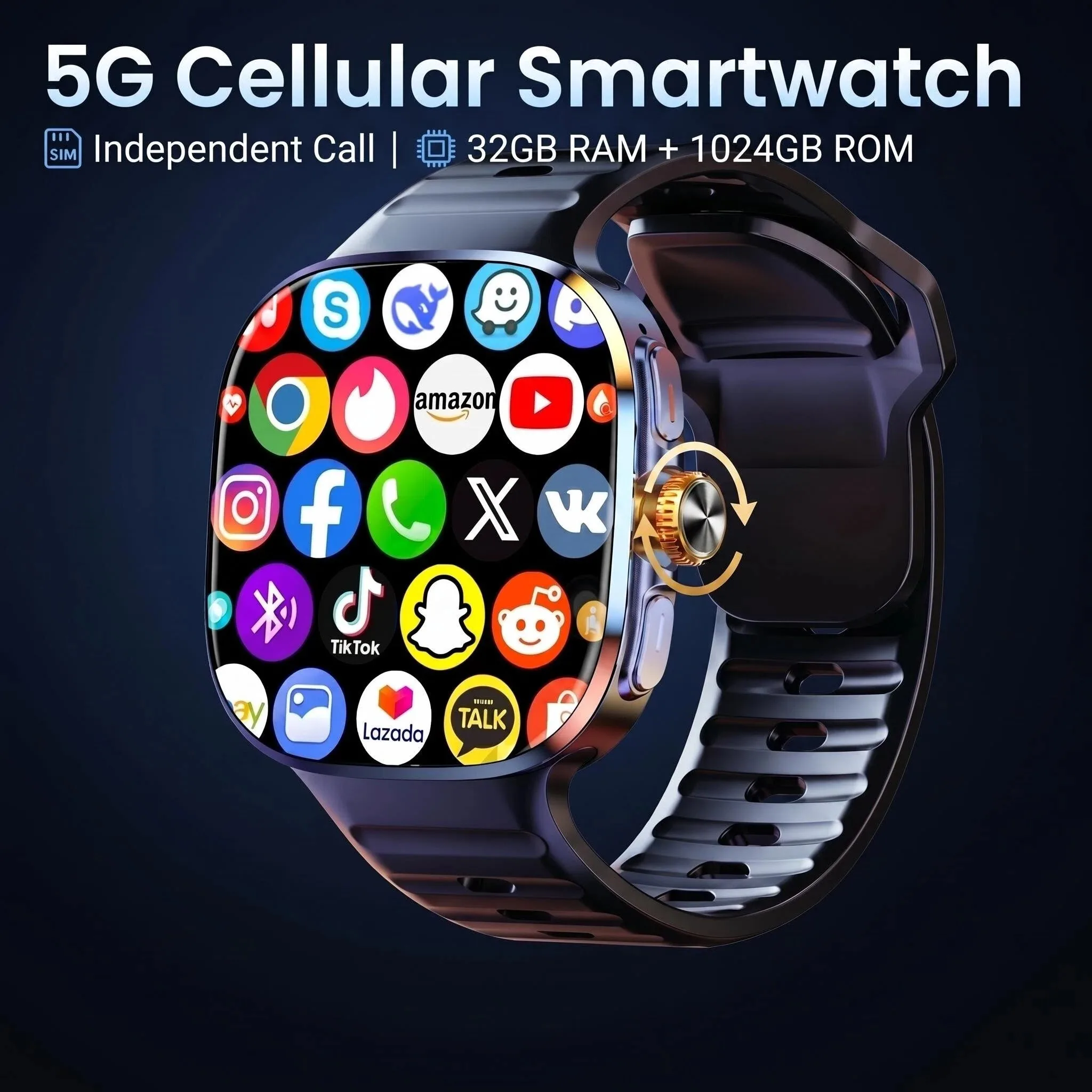 Original M99 Smart Watch 32GB RAM 1024GB ROM 5G LTE Smartwatch With 190° Rotary Camera GPS Wifi 2.4inch Amoled 2100mAH Battery
Original M99 Smart Watch 32GB RAM 1024GB ROM 5G LTE Smartwatch With 190° Rotary Camera GPS Wifi 2.4inch Amoled 2100mAH Battery