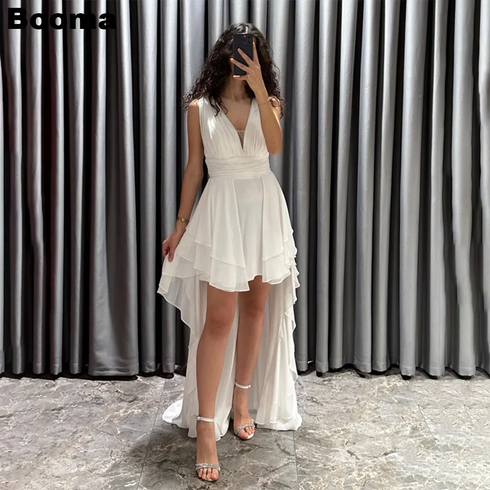 Booma White High Low Evening Dresses V Neck Sleeveless Pleat Prom Party Gowns Formal Occasion Dresses for Wedding Party Outfits
Booma White High Low Evening Dresses V Neck Sleeveless Pleat Prom Party Gowns Formal Occasion Dresses for Wedding Party Outfits