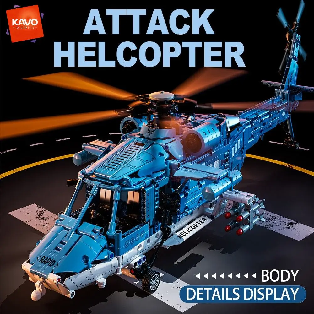 KAVOWORLD 1521pcs High Detail Technology Armed Attack Helicopter Building Bricks Toys Mechanical Aircraft Model Airplane Blocks
KAVOWORLD 1521pcs High Detail Technology Armed Attack Helicopter Building Bricks Toys Mechanical Aircraft Model Airplane Blocks