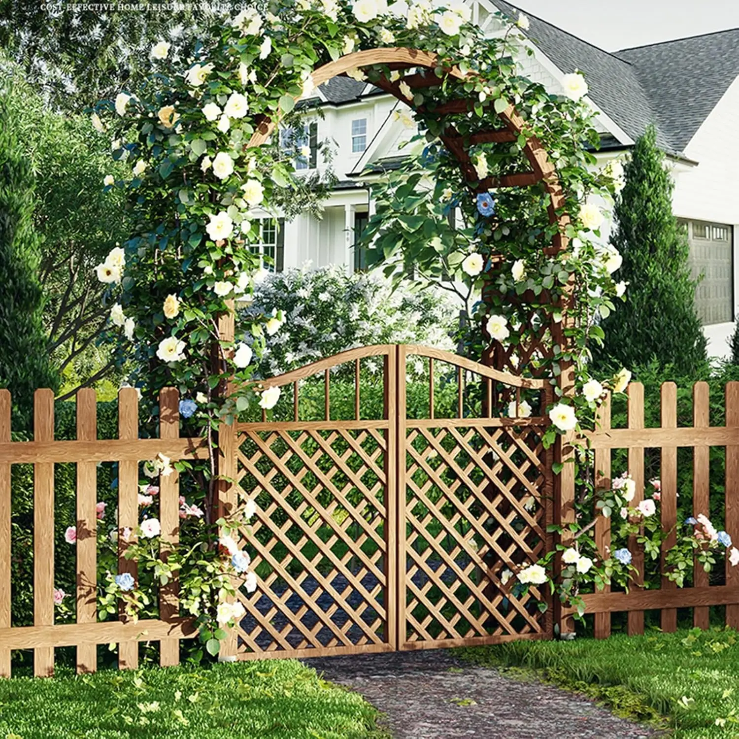 Pergola Arbor with Gate, Outdoor Wooden Arch, Climbing Plants, Roses, Vines, Garden Archway for Wedding Bridal, Customized
Pergola Arbor with Gate, Outdoor Wooden Arch, Climbing Plants, Roses, Vines, Garden Archway for Wedding Bridal, Customized