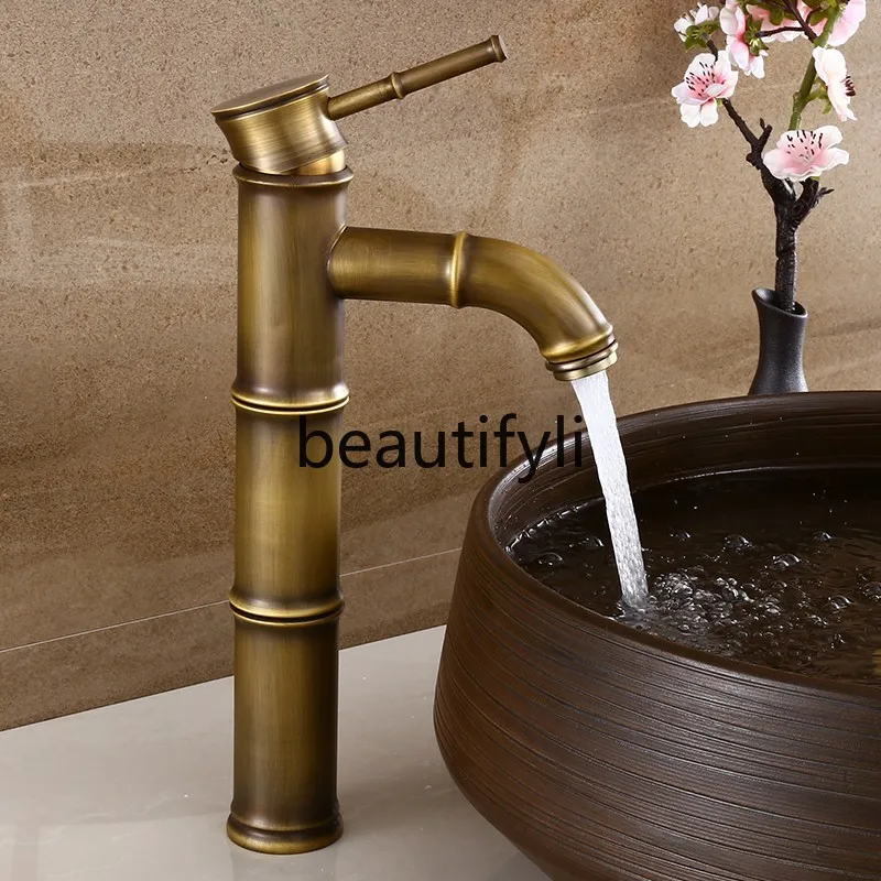 Bamboo basin Art stage basin All copper single hole hot and cold European antique bathroom basin faucet
Bamboo basin Art stage basin All copper single hole hot and cold European antique bathroom basin faucet