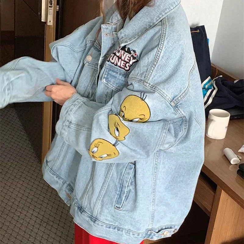 Cartoon Loose Jeans Jaet Agel Korean Sle Women's Faion Spring Autumn Winter Casual Outerwear Streetwear
Cartoon Loose Jeans Jaet Agel Korean Sle Women's Faion Spring Autumn Winter Casual Outerwear Streetwear
