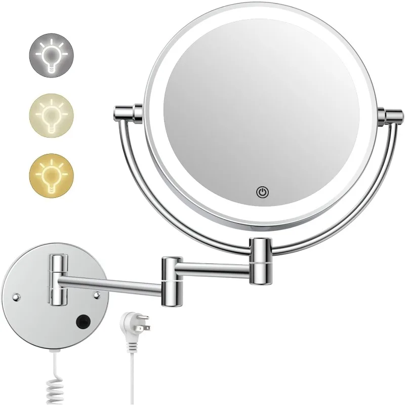 Wall Mounted Makeup Mirror with Lights - Plug-in AC Cord 8" Lighted Vanity Mirror Large Double Sided 1X/10X Magnifying Mirror
Wall Mounted Makeup Mirror with Lights - Plug-in AC Cord 8" Lighted Vanity Mirror Large Double Sided 1X/10X Magnifying Mirror