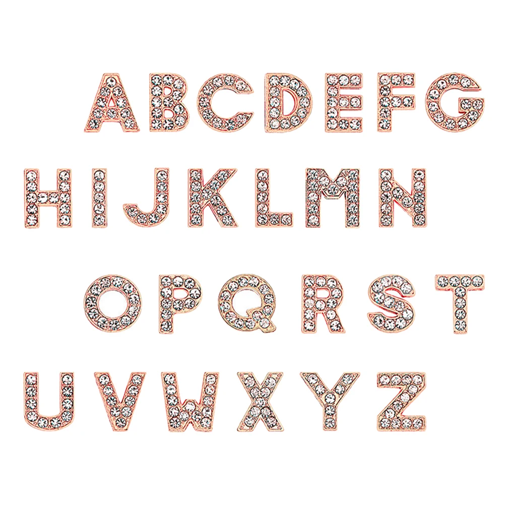 26pcs Letter Charms 10mm Square Hole Rose Gold Alloy Diamond Studs DIY Bracelet Kits Jewelry Making Supplies Alphabet Beads
26pcs Letter Charms 10mm Square Hole Rose Gold Alloy Diamond Studs DIY Bracelet Kits Jewelry Making Supplies Alphabet Beads